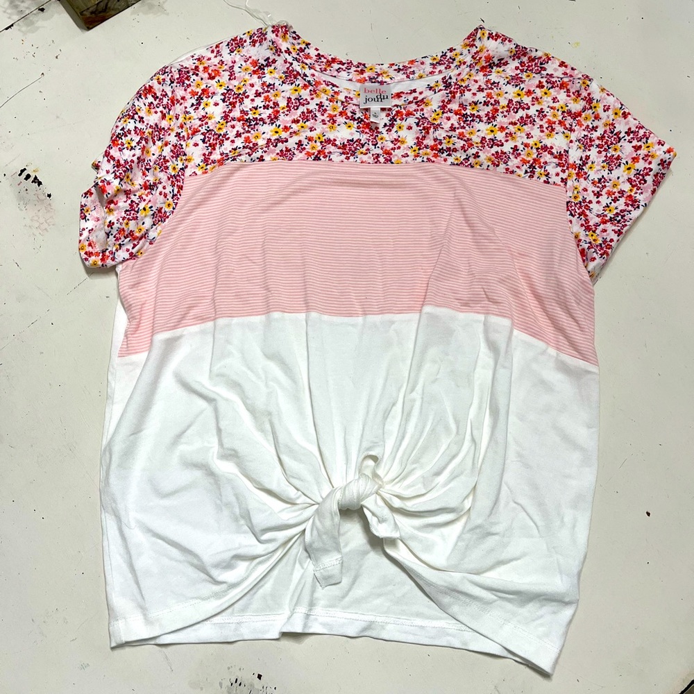 Floral and pink striped tshirt